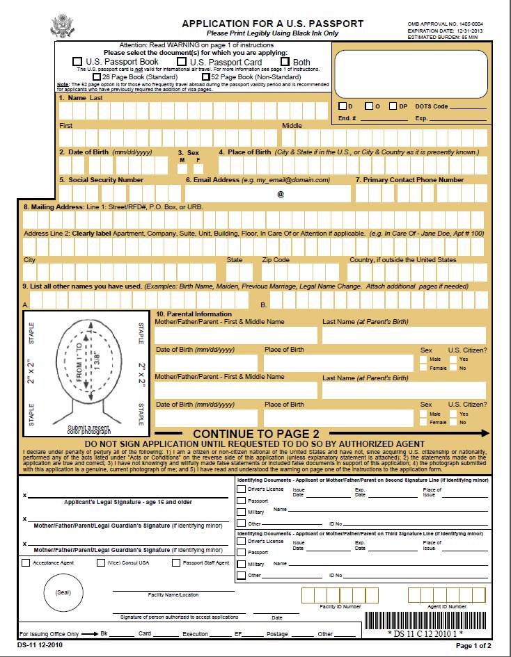 Passport Application Printable Form Printable Forms Free Online 6028